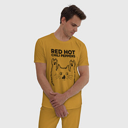 Пижама хлопковая мужская Red Hot Chili Peppers - rock cat, цвет: горчичный — фото 2