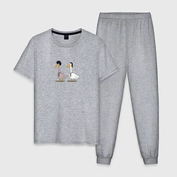Пижама хлопковая мужская Криминальные гуси, цвет: меланж