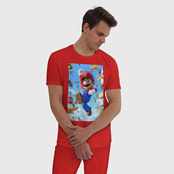 Пижама хлопковая мужская Веселый марио, цвет: красный — фото 2