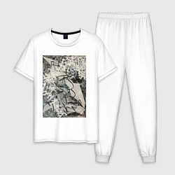 Пижама хлопковая мужская Абстракция небо, цвет: белый