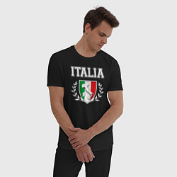 Пижама хлопковая мужская Italy map, цвет: черный — фото 2
