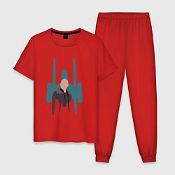 Пижама хлопковая мужская Звездный путь Пикард, цвет: красный