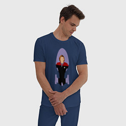 Пижама хлопковая мужская Звездный путь Кэтрин Джейнвэй, цвет: тёмно-синий — фото 2