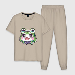 Пижама хлопковая мужская Аниме девочка лягушка, цвет: миндальный