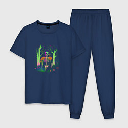 Пижама хлопковая мужская Toxic skeleton, цвет: тёмно-синий
