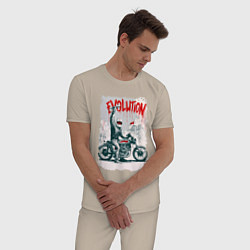 Пижама хлопковая мужская Evolution - motorcycle, цвет: миндальный — фото 2