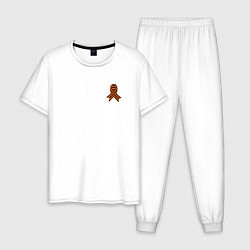 Пижама хлопковая мужская Завязанная Георгиевская ленточка, цвет: белый