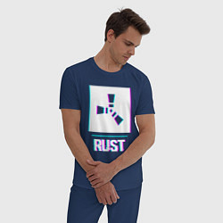Пижама хлопковая мужская Rust в стиле glitch и баги графики, цвет: тёмно-синий — фото 2