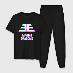 Пижама хлопковая мужская Imagine Dragons glitch rock, цвет: черный