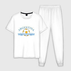 Пижама хлопковая мужская Аргентина футбол, цвет: белый