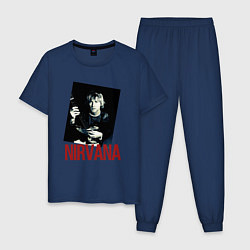Пижама хлопковая мужская Курт Кобейн группа NIRVANA, цвет: тёмно-синий