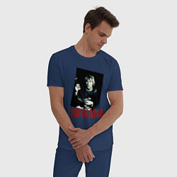 Пижама хлопковая мужская Курт Кобейн группа NIRVANA, цвет: тёмно-синий — фото 2