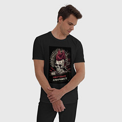 Пижама хлопковая мужская Мертвый анархист, цвет: черный — фото 2