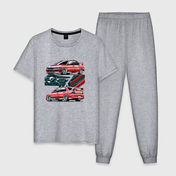 Пижама хлопковая мужская Mitsubishi Lancer Evolution IX V1, цвет: меланж