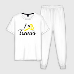 Пижама хлопковая мужская Love tennis, цвет: белый