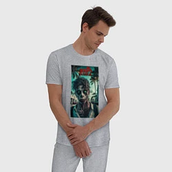 Пижама хлопковая мужская Зомби мертвый остров, цвет: меланж — фото 2