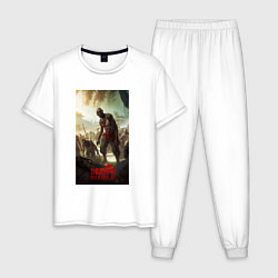 Пижама хлопковая мужская Dead island 2, цвет: белый