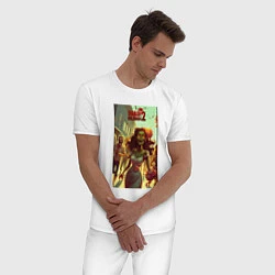 Пижама хлопковая мужская Зомби девушка, цвет: белый — фото 2