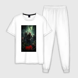 Пижама хлопковая мужская Зомби на острове, цвет: белый