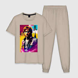 Пижама хлопковая мужская John Lennon - world legend, цвет: миндальный