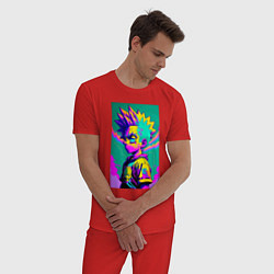 Пижама хлопковая мужская Bart Simpson - pop art, цвет: красный — фото 2