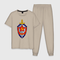 Пижама хлопковая мужская ВЧК КГБ, цвет: миндальный
