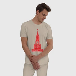 Пижама хлопковая мужская Kremlin Moscow, цвет: миндальный — фото 2