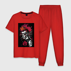 Пижама хлопковая мужская Панк зомби, цвет: красный