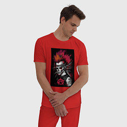 Пижама хлопковая мужская Панк зомби, цвет: красный — фото 2