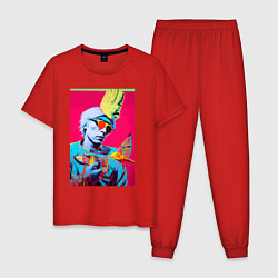 Пижама хлопковая мужская Andy Warhol - self-portrait, цвет: красный