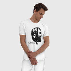 Пижама хлопковая мужская Karl Marx, цвет: белый — фото 2