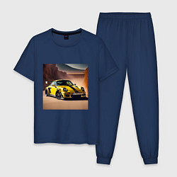 Пижама хлопковая мужская Porsche 911, цвет: тёмно-синий