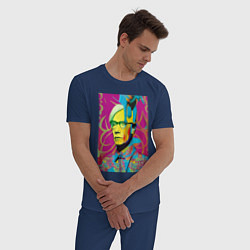 Пижама хлопковая мужская Andy Warhol - pop art, цвет: тёмно-синий — фото 2