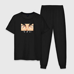 Пижама хлопковая мужская Глаза Кёджуро Ренгоку, цвет: черный