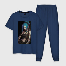 Пижама хлопковая мужская Arcane League Of Legends JINX, цвет: тёмно-синий