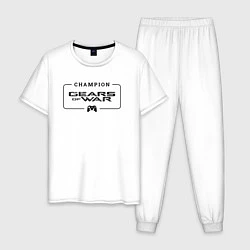 Пижама хлопковая мужская Gears of War gaming champion: рамка с лого и джойс, цвет: белый