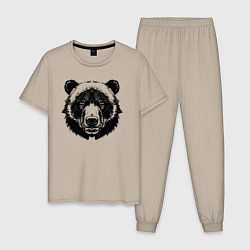 Пижама хлопковая мужская Чернильный медведь, цвет: миндальный