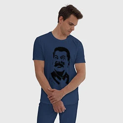 Пижама хлопковая мужская Сталин чб, цвет: тёмно-синий — фото 2