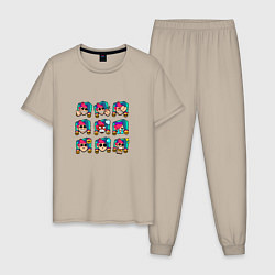 Пижама хлопковая мужская Значки на Честера Пины Бравл Старс Chester, цвет: миндальный