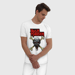 Пижама хлопковая мужская Iron Maiden bones, цвет: белый — фото 2