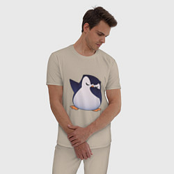Пижама хлопковая мужская Пингвин в танце, цвет: миндальный — фото 2