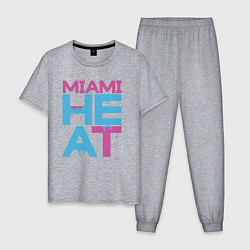 Пижама хлопковая мужская Miami Heat style, цвет: меланж