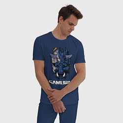 Пижама хлопковая мужская Samurai gang, цвет: тёмно-синий — фото 2