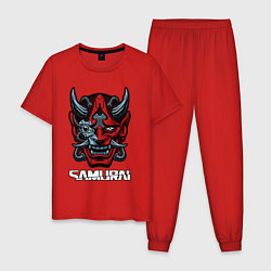 Пижама хлопковая мужская Samurai mask, цвет: красный