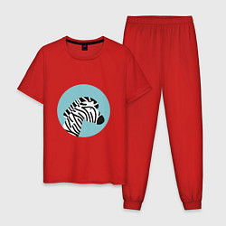Пижама хлопковая мужская Зебра в кругу, цвет: красный