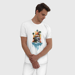 Пижама хлопковая мужская Череп и лето, цвет: белый — фото 2