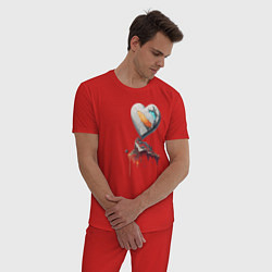Пижама хлопковая мужская Каменное сердце, цвет: красный — фото 2