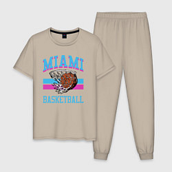 Пижама хлопковая мужская Basket Miami, цвет: миндальный