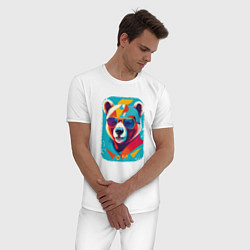 Пижама хлопковая мужская Pop-Art Panda, цвет: белый — фото 2