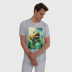 Пижама хлопковая мужская Большой карп, цвет: меланж — фото 2